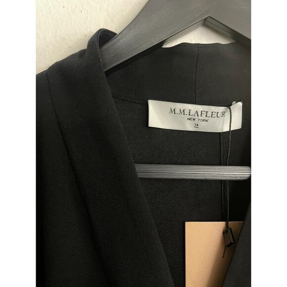 MM Lafleur 14 Dress Black Tory Knee Length Wrap Style Short Sleeve Sheath NEW - Picture 9 of 15